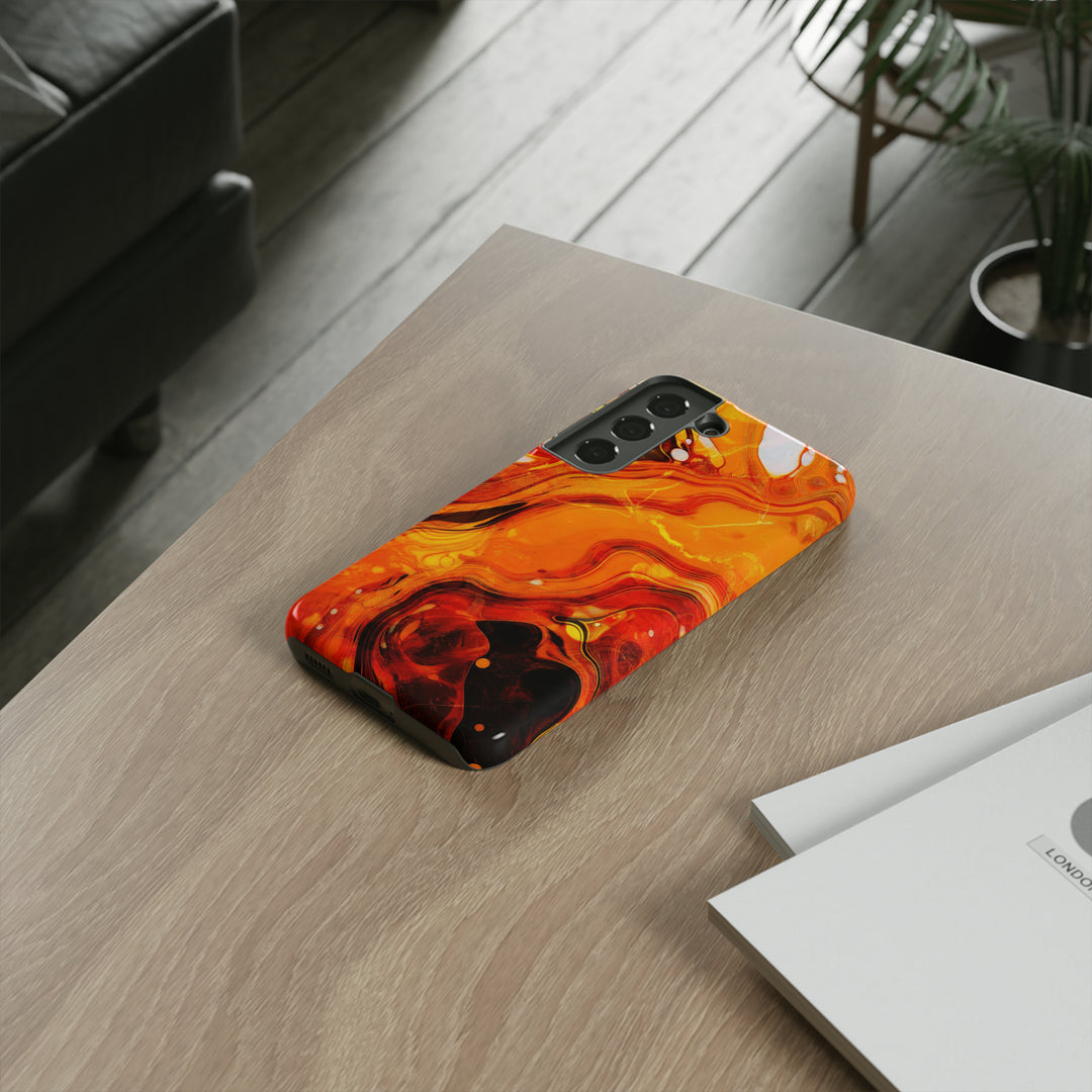 Cute Samsung Phone Cases, Designer Samsung Galaxy S23 Phone Case, Samsung S22 Case, Samsung S21 Case, Samsung S20 Case, Marble Orange Design - Studio40ParkLane
