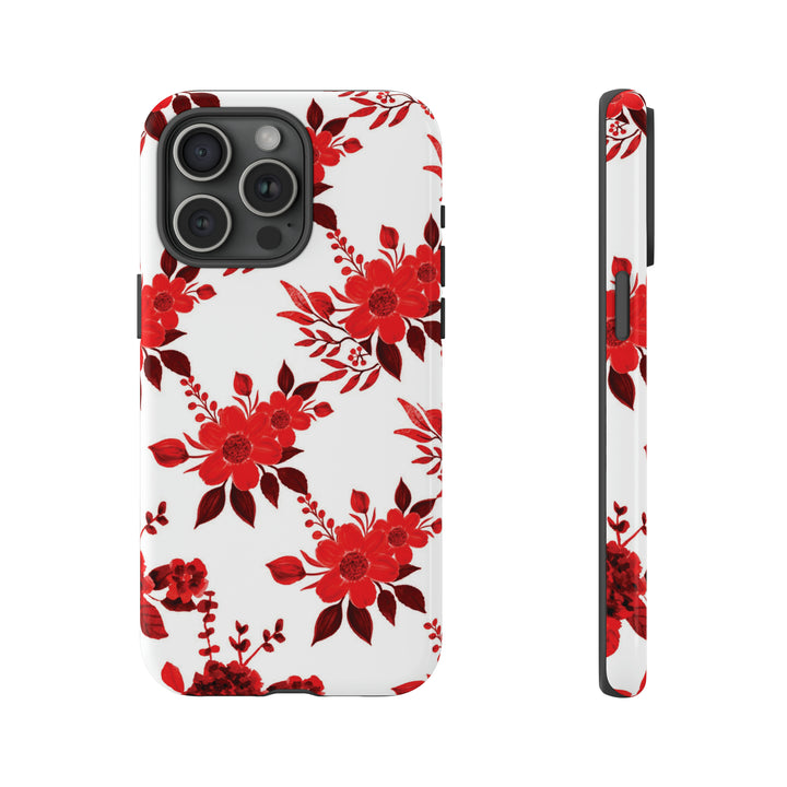 Cute IPhone Case | Red White Flowers, iPhone 15 Case | iPhone 15 Pro Case, Iphone 14 Case, Iphone 14 Pro Max Case, Protective Iphone Case - Studio40ParkLane
