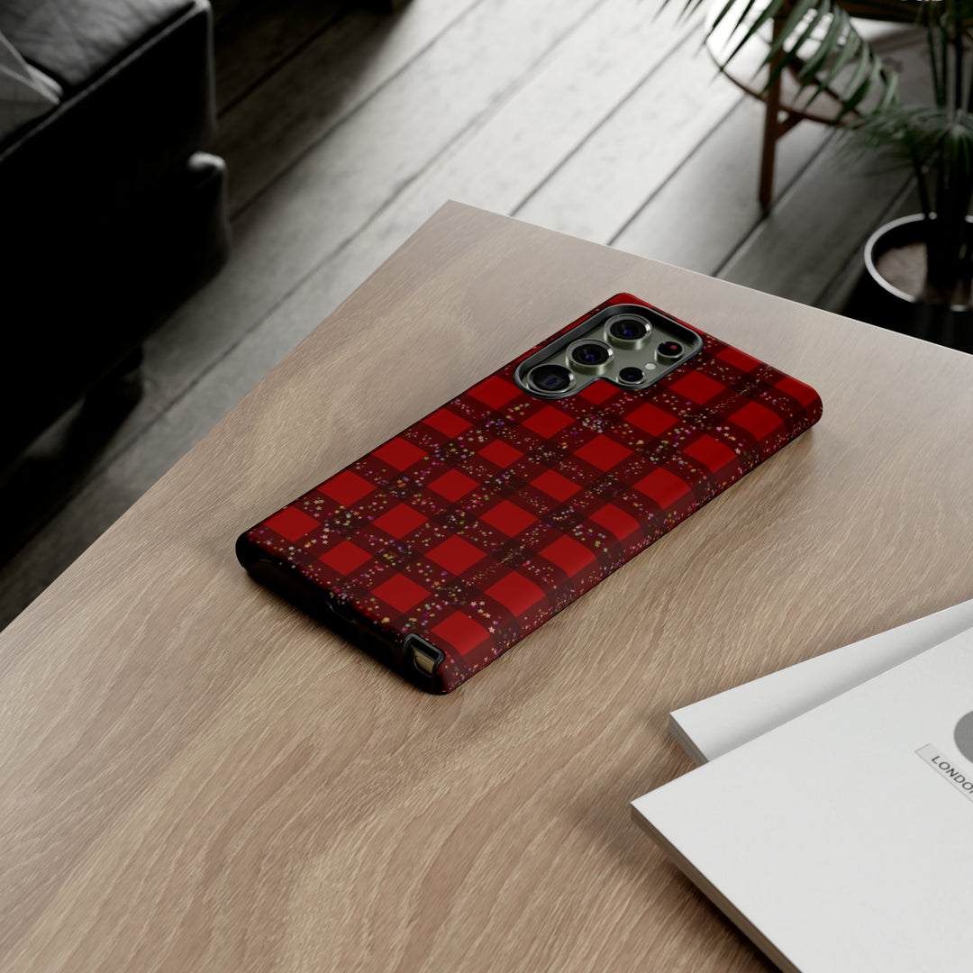 Samsung Phone Cases, Designer Samsung Galaxy S23 Phone Case, Samsung S22 Case, Samsung S21 Case, Samsung S20 Case, Red Festive Plaid - Studio40ParkLane