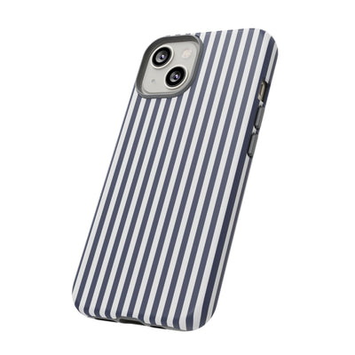 Tough Premium Navy Blue Stripes Phone Case Gift for Her - For Apple iPhone 16 Pro Max 16e iPhone 15 Pro iPhone Iphone 14 Plus 13 Pro 12 SE XR - Studio40ParkLane