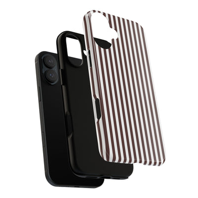 Tough Premium Brown Stripes Phone Case Gift for Her - For Apple iPhone 16 Pro Max 16e iPhone 15 Pro iPhone Iphone 14 Plus 13 Pro 12 SE XR - Studio40ParkLane