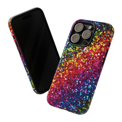 Faux Chic Play on Glitter Effect Cute Phone Case, for IPhone 16 pro Max | Iphone 15, Iphone 14, IPhone 13 Case, 11 8 7, Samsung Galaxy S24, S23, S22, S21, 2 Layer Protection