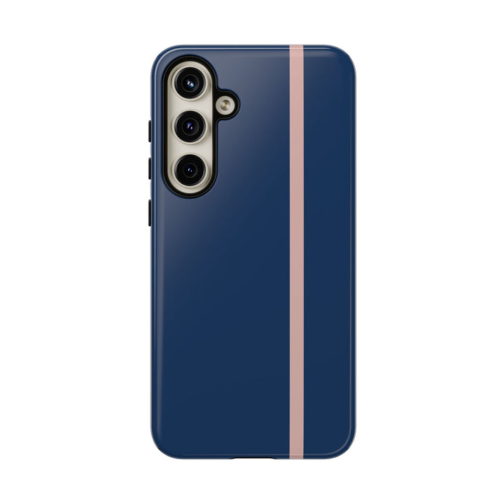 Tough Phone Case Navy Blue Orange Stripe iPhone 18 17 16 15 14 13 12 Pro Max Plus, Samsung Galaxy S26 S25 S24 Ultra Cute Preppy Sport - Studio40ParkLane