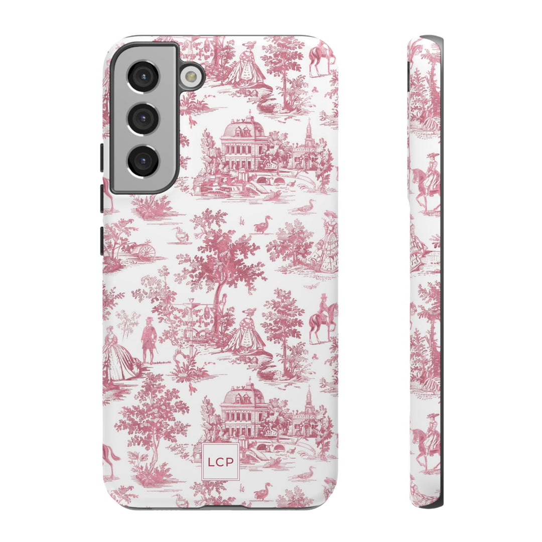Personalized Custom French Toile Tough Cute Phone Case For Apple iPhone 18, 17, 16, 15 14, Pro Max, Samsung Galaxy S26, S25, S24 Plus Ultra