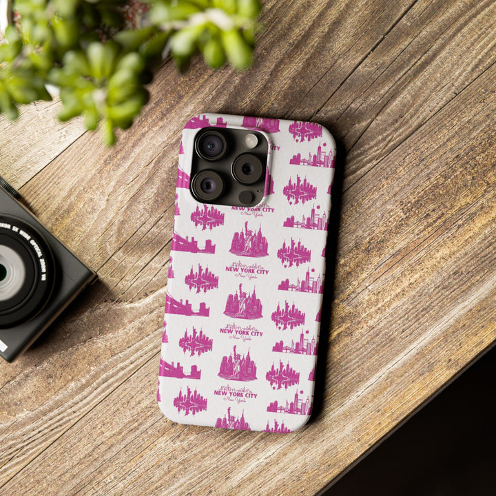 Slim New York Skyline Pink Collage Coquette Gift for Her Cute Phone Cases for Iphone 16 Pro Max | iPhone 15 Case | iPhone 15 Pro Max Case, Iphone 14, Iphone 14 Pro Max, Iphone 13 12 11 8 7 - Studio40ParkLane