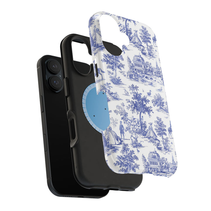 Blue Toile Magnetic Impact-Resistant Cute Phone Case for Iphone 16, iPhone 15 Pro Max Plus 14, 13, 12, 11 Gift for her - Studio40ParkLane