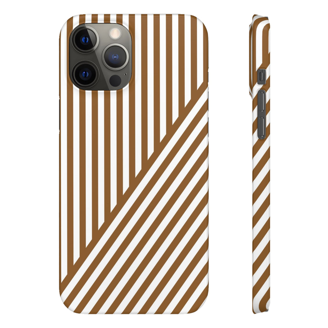 Aesthetic Mocha Brown Stripes Cute Phone Case Sleek Snap - For iPhone 17 Pro Max iPhone 16 Pro iPhone 15 Iphone 14 Plus 13 Pro 12 11 10 Gift - Studio40ParkLane