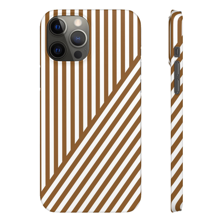 Aesthetic Mocha Brown Stripes Cute Phone Case Sleek Snap - For iPhone 17 Pro Max iPhone 16 Pro iPhone 15 Iphone 14 Plus 13 Pro 12 11 10 Gift - Studio40ParkLane