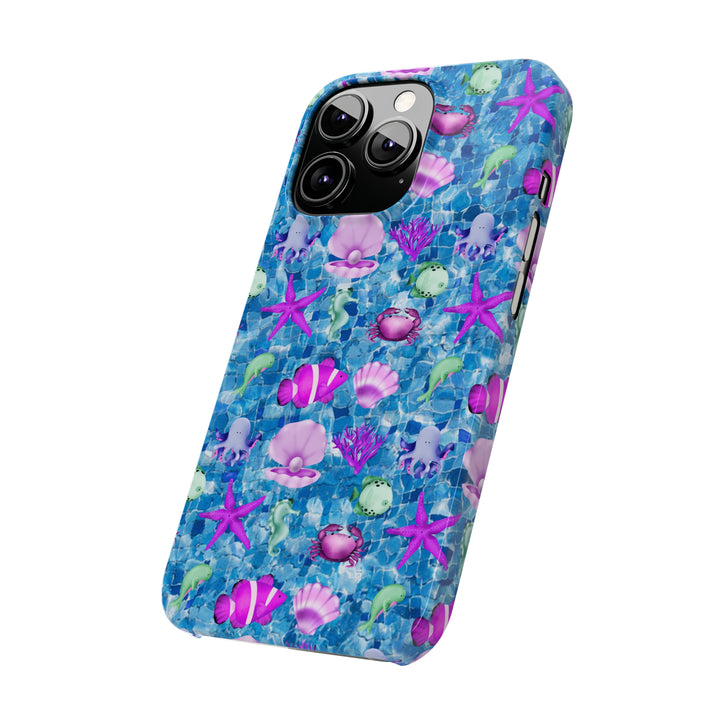 Slim Cute Phone Cases for Iphone - | iPhone 15 Case | iPhone 15 Pro Max Case, Iphone 14 Case, Iphone 14 Pro Max, Iphone 13, Blue Pink Under Sea - Studio40ParkLane