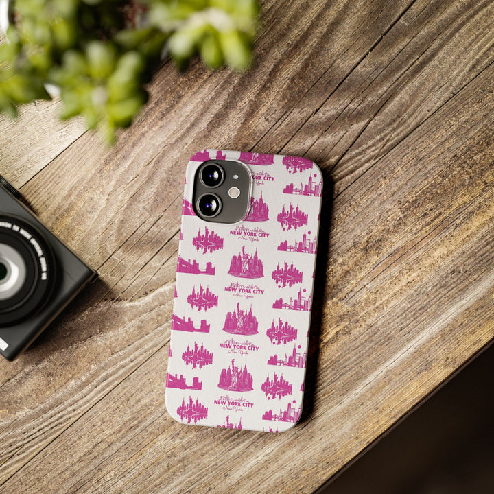 Slim New York Skyline Pink Collage Coquette Gift for Her Cute Phone Cases for Iphone 16 Pro Max | iPhone 15 Case | iPhone 15 Pro Max Case, Iphone 14, Iphone 14 Pro Max, Iphone 13 12 11 8 7 - Studio40ParkLane