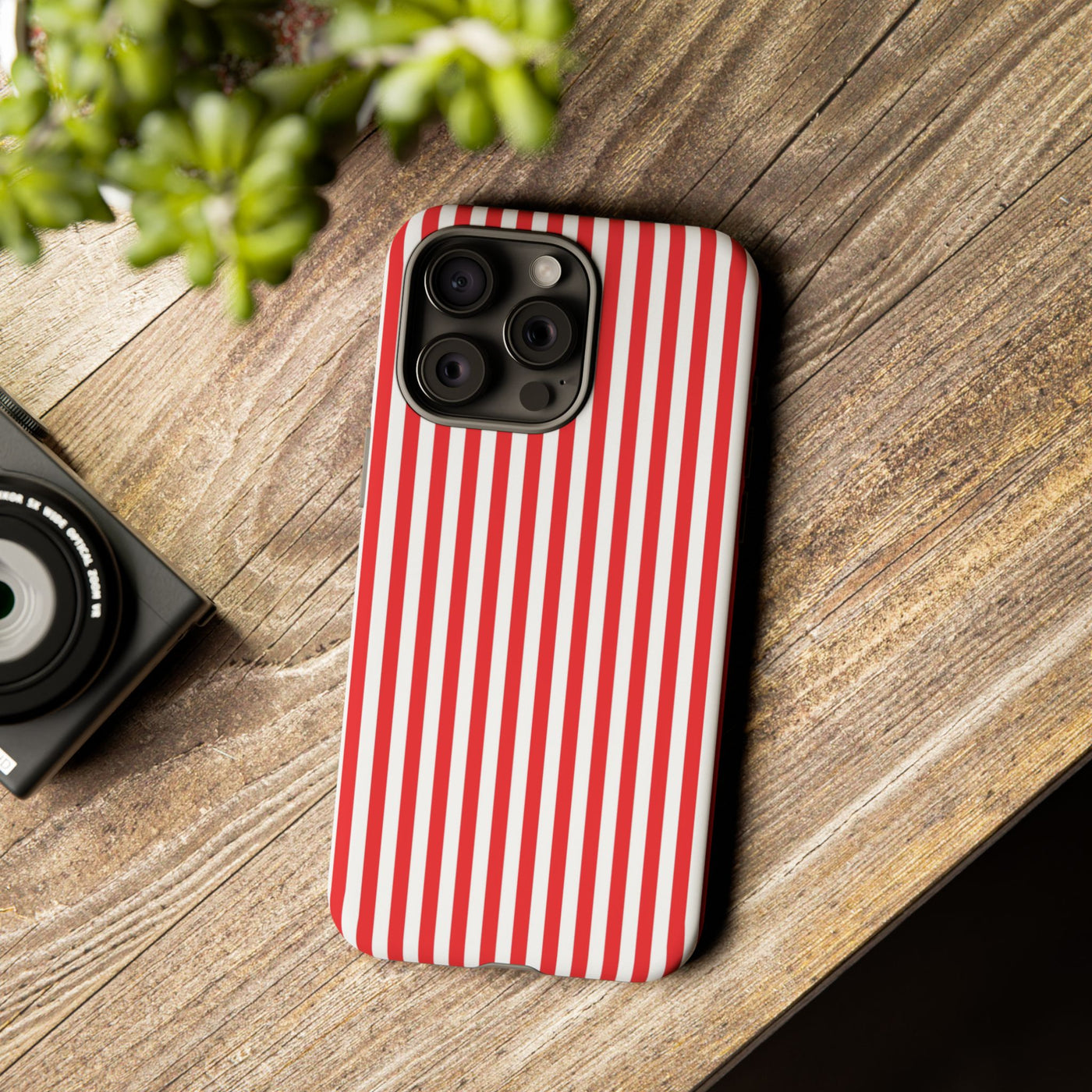 Tough Premium Poppy Red Stripes Phone Case Gift for Her - For Apple iPhone 16 Pro Max 16e iPhone 15 Pro iPhone Iphone 14 Plus 13 Pro 12 SE XR - Studio40ParkLane