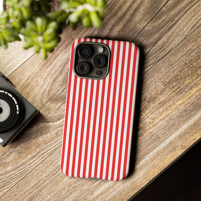 Tough Premium Poppy Red Stripes Phone Case Gift for Her - For Apple iPhone 16 Pro Max 16e iPhone 15 Pro iPhone Iphone 14 Plus 13 Pro 12 SE XR - Studio40ParkLane