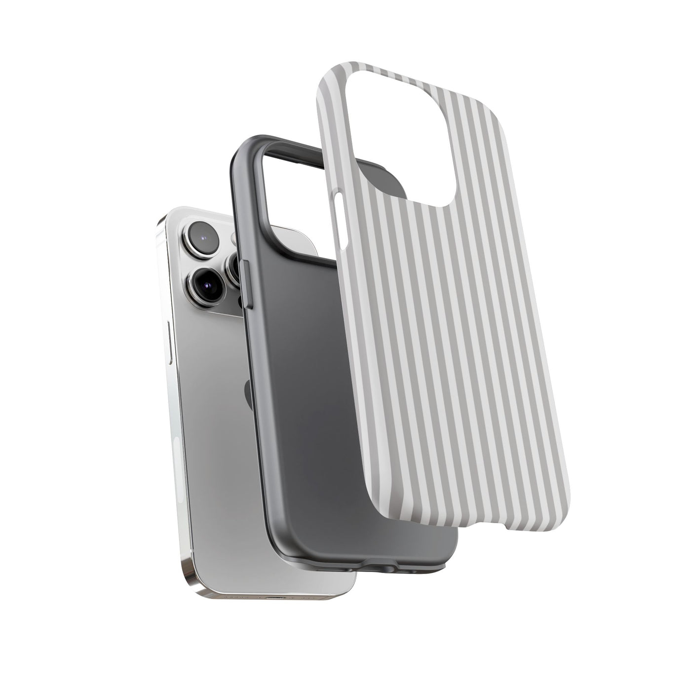 Tough Premium Ash Grey Stripes Phone Case Gift for Her - For Apple iPhone 16 Pro Max 16e iPhone 15 Pro iPhone Iphone 14 Plus 13 Pro 12 SE XR - Studio40ParkLane