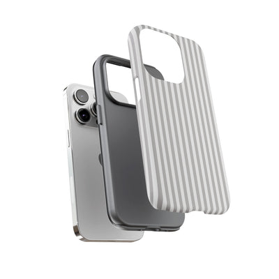 Tough Premium Ash Grey Stripes Phone Case Gift for Her - For Apple iPhone 16 Pro Max 16e iPhone 15 Pro iPhone Iphone 14 Plus 13 Pro 12 SE XR - Studio40ParkLane