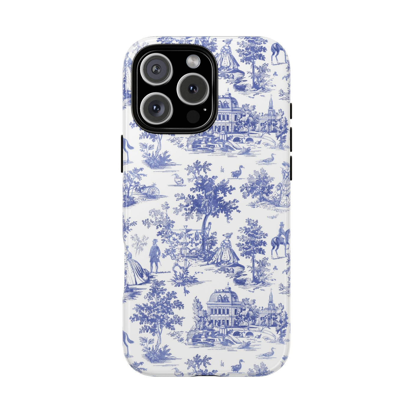 Premium Tough Blue French Toile Gift for Her Cute Phone Cases for Samsung and Iphone, 16, 15, 14, S24, S23, S22, S21, S20, Plus, Ultra, Pro