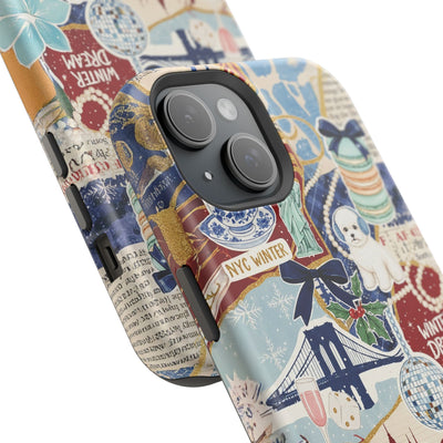 New York Winter Coquette Collage Tough Magsafe Cute Phone Cases for Iphone | iPhone 17 Pro Max Case, Iphone 16, Iphone 15 14 13 12 11 10 9