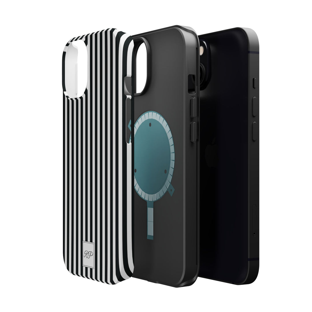 Custom Personalized Black White Striped Magsafe Phone Case for Iphone 17 - | iPhone 16 Pro Max Case | iPhone 15 Case Iphone 14 13 12 11 10 - Studio40ParkLane