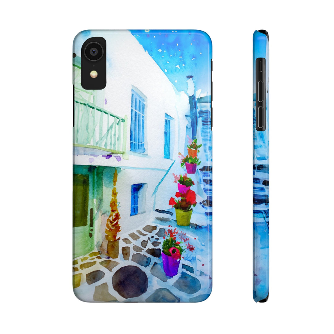 Slim Cute Phone Cases for Iphone | iPhone 15 Case | iPhone 15 Pro Max Case, Iphone 14, Iphone 14 Pro Max, Iphone 13, Colorful Greek Alley Watercolor - Studio40ParkLane