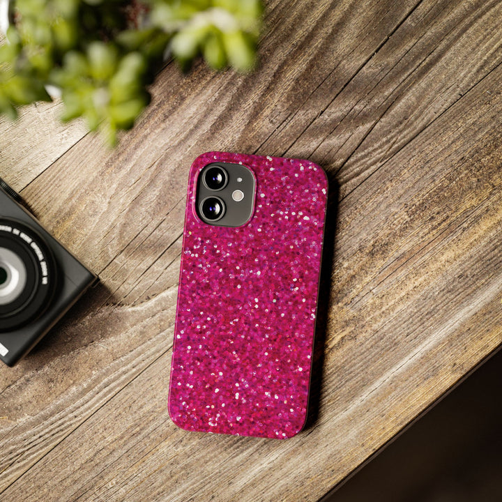 Slim Muted Pink Faux Play on Glitter Effect Cute Phone Cases for Iphone 16 Pro Max | iPhone 15 Case | iPhone 15 Pro Max Case, Iphone 14, Iphone 14 Pro Max, Iphone 13 12 11 8 7 - Studio40ParkLane