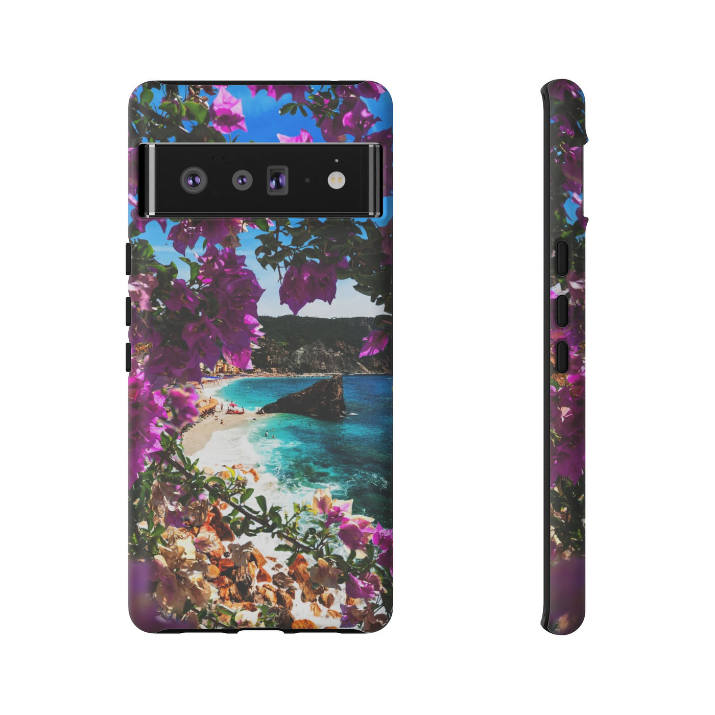 Impact Resistant, Bougainvillea Seaview, Cute Phone Cases for Samsung S24, S23, S22, S21, IPhone 15 pro Iphone 14 pro Iphone 13 IPhone 12 Iphone 11