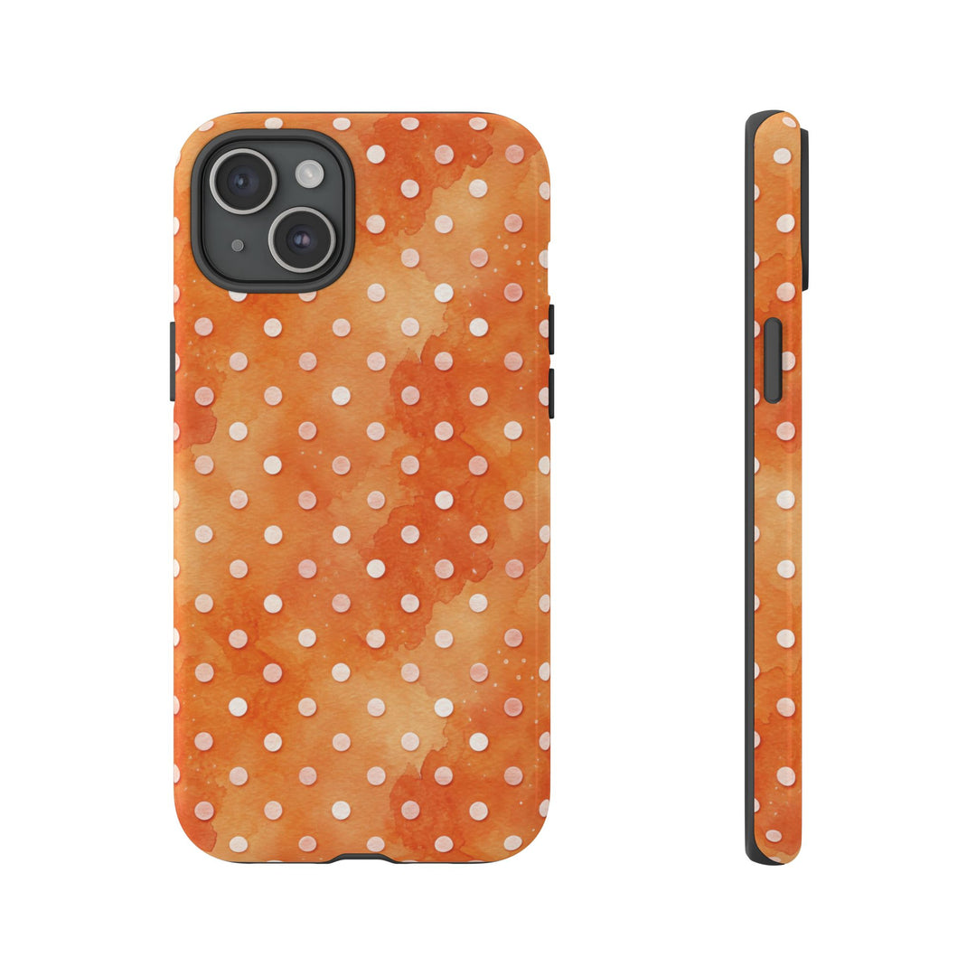 Aesthetic Tough Orange Polka Dots Watercolor Phone Case - For iPhone 17 Pro Max iPhone 16 Pro iPhone 15 Iphone 14 Plus 13 Pro 12 11 10 XR - Studio40ParkLane