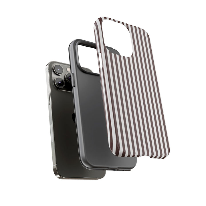 Tough Premium Brown Stripes Phone Case Gift for Her - For Apple iPhone 16 Pro Max 16e iPhone 15 Pro iPhone Iphone 14 Plus 13 Pro 12 SE XR - Studio40ParkLane