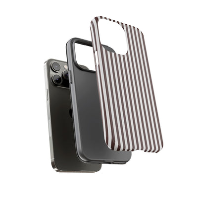Tough Premium Brown Stripes Phone Case Gift for Her - For Apple iPhone 16 Pro Max 16e iPhone 15 Pro iPhone Iphone 14 Plus 13 Pro 12 SE XR - Studio40ParkLane