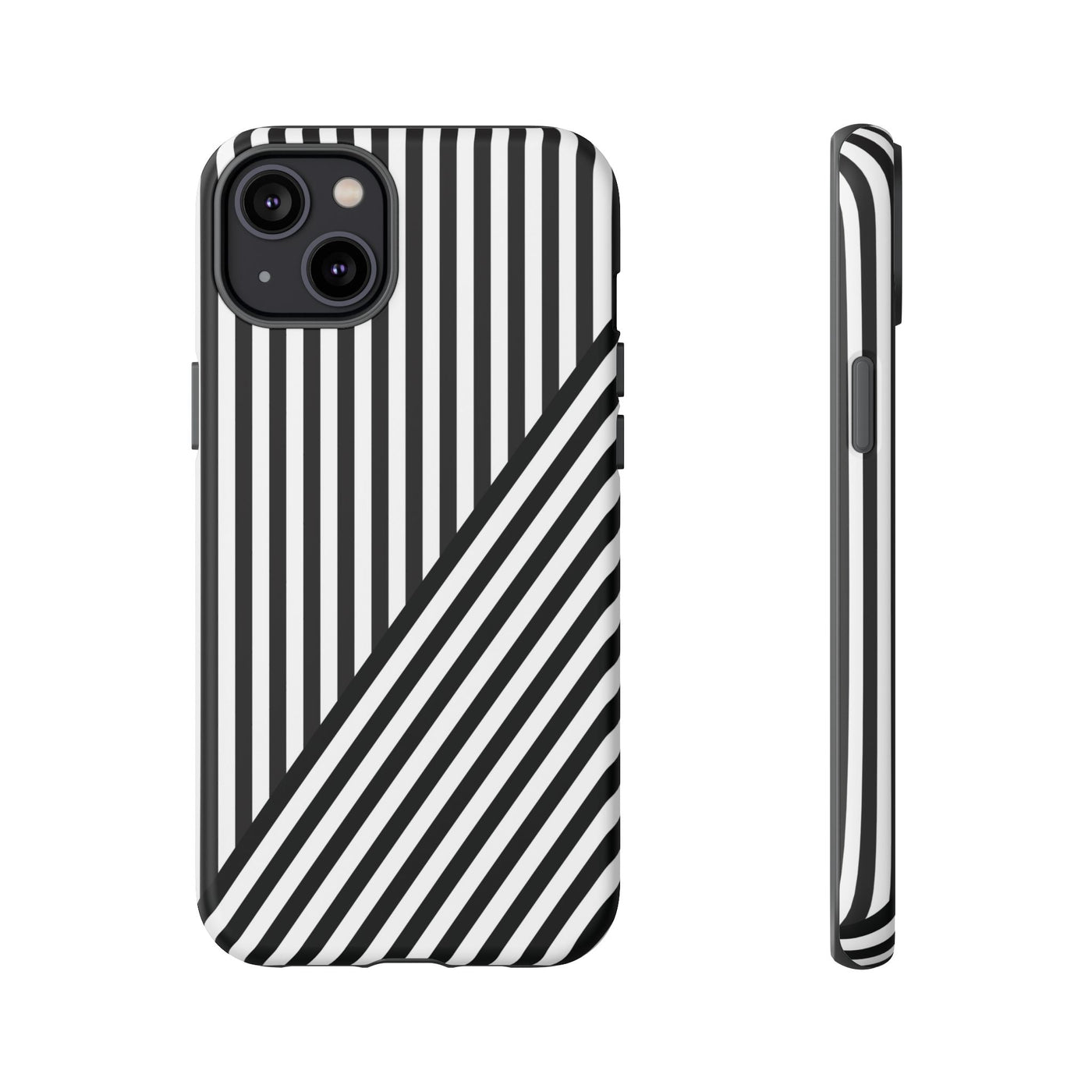 Aesthetic Tough Black White Stripes Phone Case - For iPhone 17 Pro Max iPhone 16 Pro iPhone 15 Iphone 14 Plus 13 Pro 12 11 10 XR - Studio40ParkLane