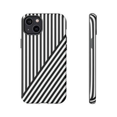 Aesthetic Tough Black White Stripes Phone Case - For iPhone 17 Pro Max iPhone 16 Pro iPhone 15 Iphone 14 Plus 13 Pro 12 11 10 XR - Studio40ParkLane