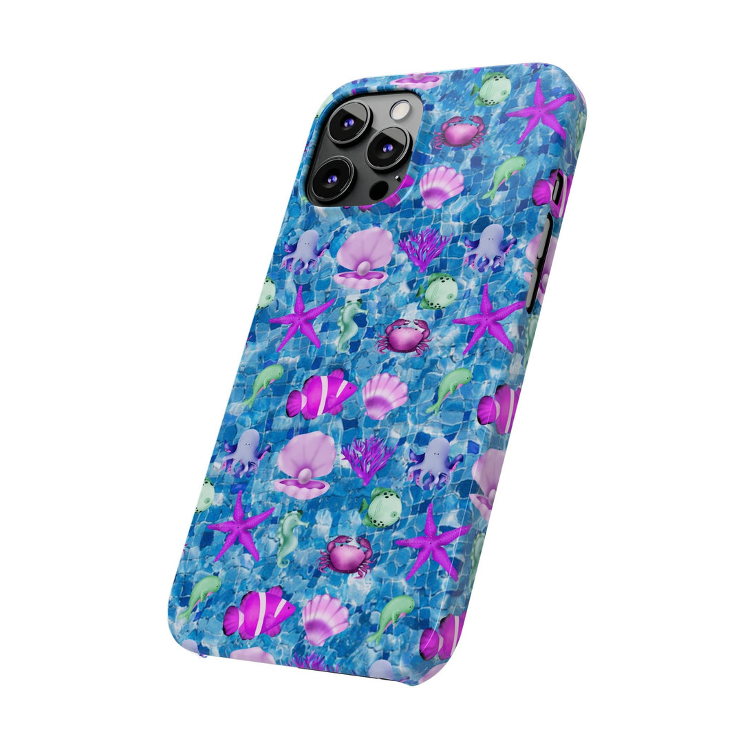 Slim Cute Phone Cases for Iphone - | iPhone 15 Case | iPhone 15 Pro Max Case, Iphone 14 Case, Iphone 14 Pro Max, Iphone 13, Blue Pink Under Sea - Studio40ParkLane