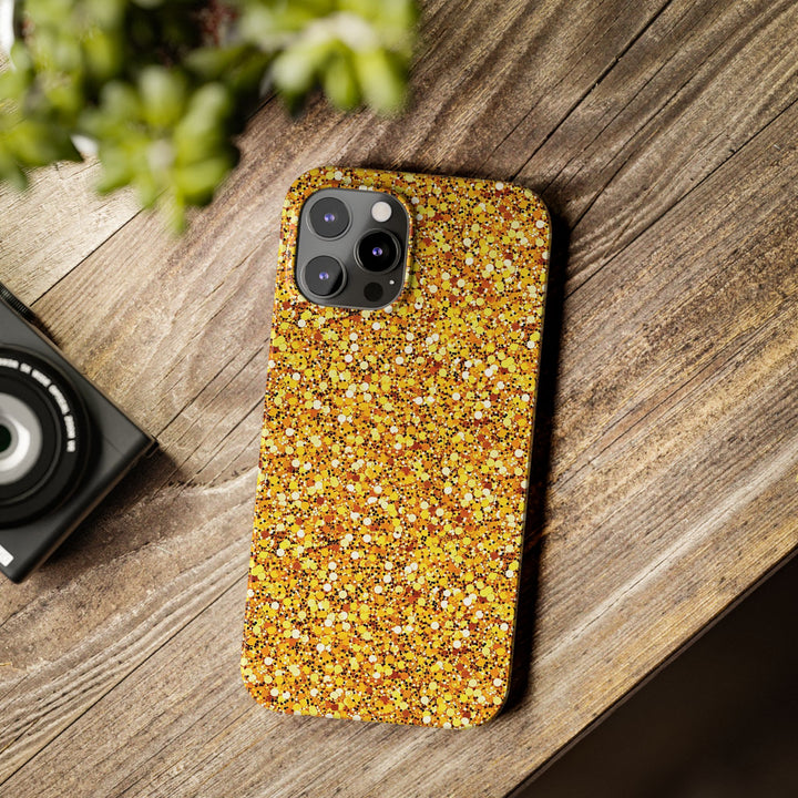 Slim Muted Gold Play on Faux Glitter Effect Cute Phone Cases for Iphone 16 Pro Max | iPhone 15 Case | iPhone 15 Pro Max Case, Iphone 14, Iphone 14 Pro Max, Iphone 13 12 11 8 7 - Studio40ParkLane