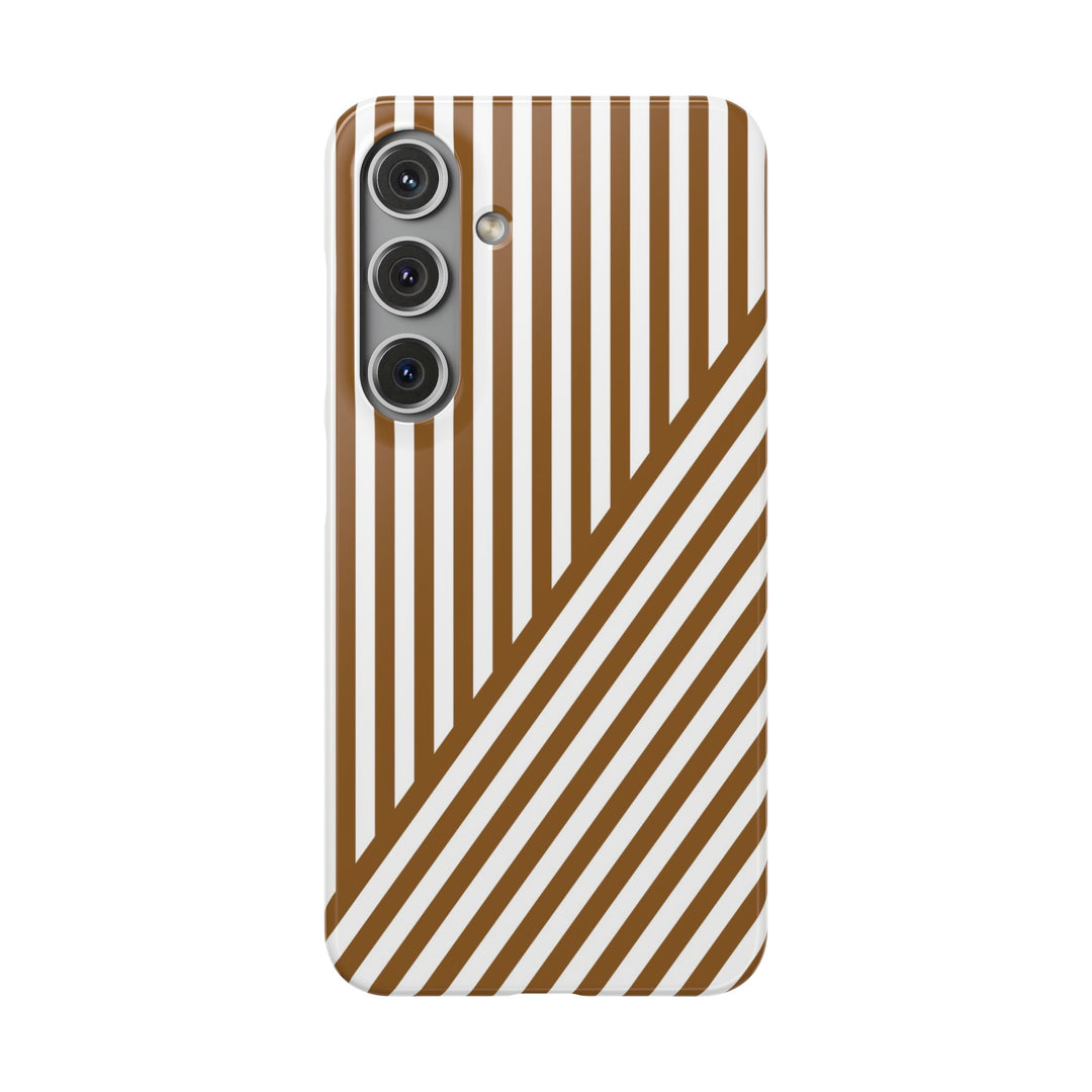 Aesthetic Mocha Brown Stripes Cute Phone Case Sleek Snap - For iPhone 17 Pro Max iPhone 16 Pro iPhone 15 Iphone 14 Plus 13 Pro 12 11 10 Gift - Studio40ParkLane