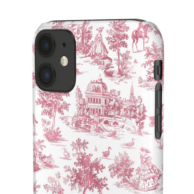 Snap Pink Vintage French Toile Cute Phone Cases for Samsung Galaxy S24, S23, S22, S21, S20, Plus, Ultra, Iphone 16, 15, 14, Pro and Max