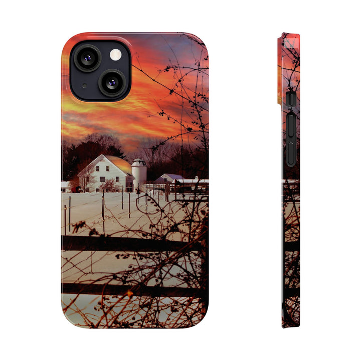 Slim Cute Phone Cases for Iphone - | iPhone 15 Case | iPhone 15 Pro Max Case, Iphone 14 Case, Iphone 14 Pro Max, Iphone 13, New England Winter Sunset - Studio40ParkLane