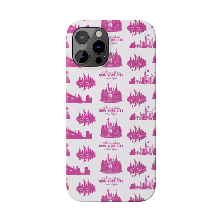 Slim New York Skyline Pink Collage Coquette Gift for Her Cute Phone Cases for Iphone 16 Pro Max | iPhone 15 Case | iPhone 15 Pro Max Case, Iphone 14, Iphone 14 Pro Max, Iphone 13 12 11 8 7 - Studio40ParkLane