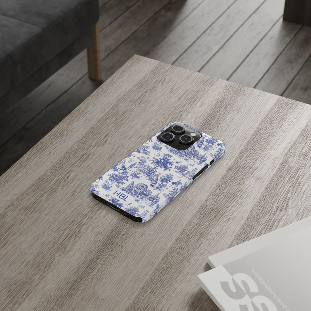 Slim Personalized Slim Blue Vintage French Toile Cute Phone Cases for Iphone 16 Pro Max | iPhone 15 Case | iPhone 15 Pro Max Case, Iphone 14, Iphone 14 Pro Max, Iphone 13 12 11 8 7 - Studio40ParkLane