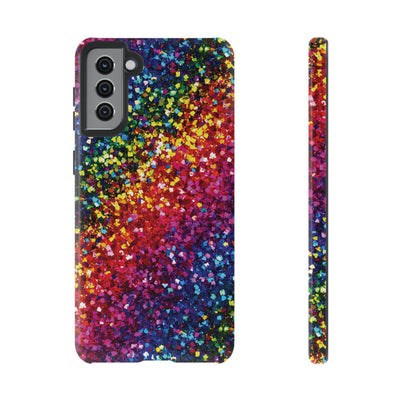 Faux Chic Play on Glitter Effect Cute Phone Case, for IPhone 16 pro Max | Iphone 15, Iphone 14, IPhone 13 Case, 11 8 7, Samsung Galaxy S24, S23, S22, S21, 2 Layer Protection