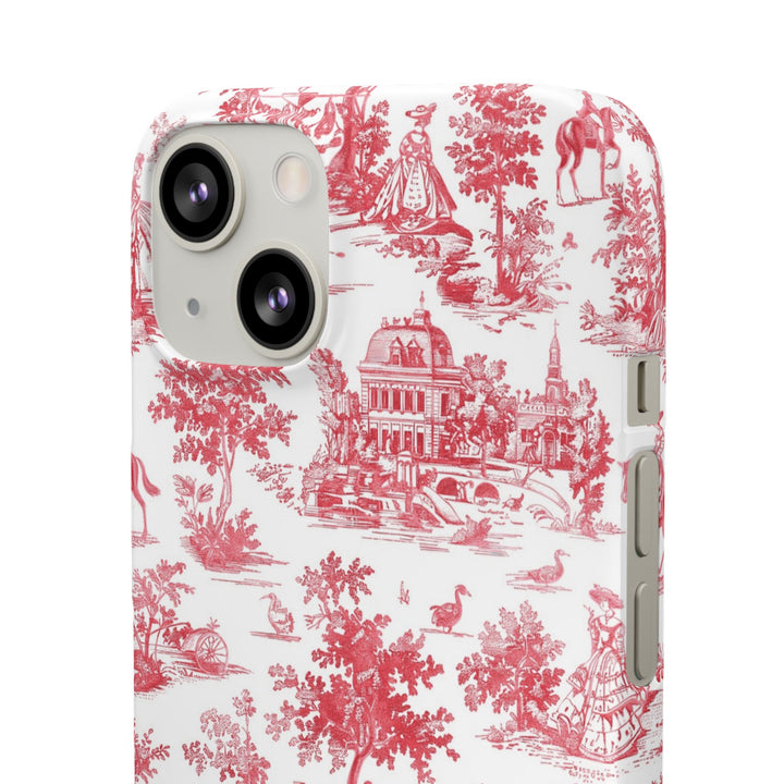Snap French Toile Personalized Initial Custom Gift for Her Cute Phone Cases for Samsung S24, S23, S22, S21, S20, Plus and Ultra and Iphone, 16, 15, 14, 13, 12, 11. 10 - Studio40ParkLane