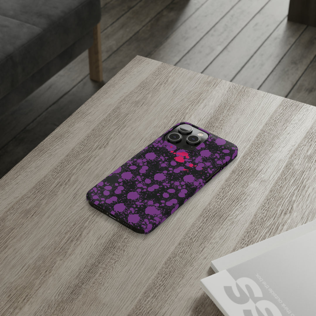 Slim Cute Phone Cases for Iphone - | iPhone 15 Case | iPhone 15 Pro Max Case, Iphone 14 Case, Iphone 14 Pro Max, Iphone 13, Purple Pink Paint Blots Splash - Studio40ParkLane