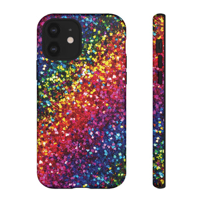 Faux Chic Play on Glitter Effect Cute Phone Case, for IPhone 16 pro Max | Iphone 15, Iphone 14, IPhone 13 Case, 11 8 7, Samsung Galaxy S24, S23, S22, S21, 2 Layer Protection