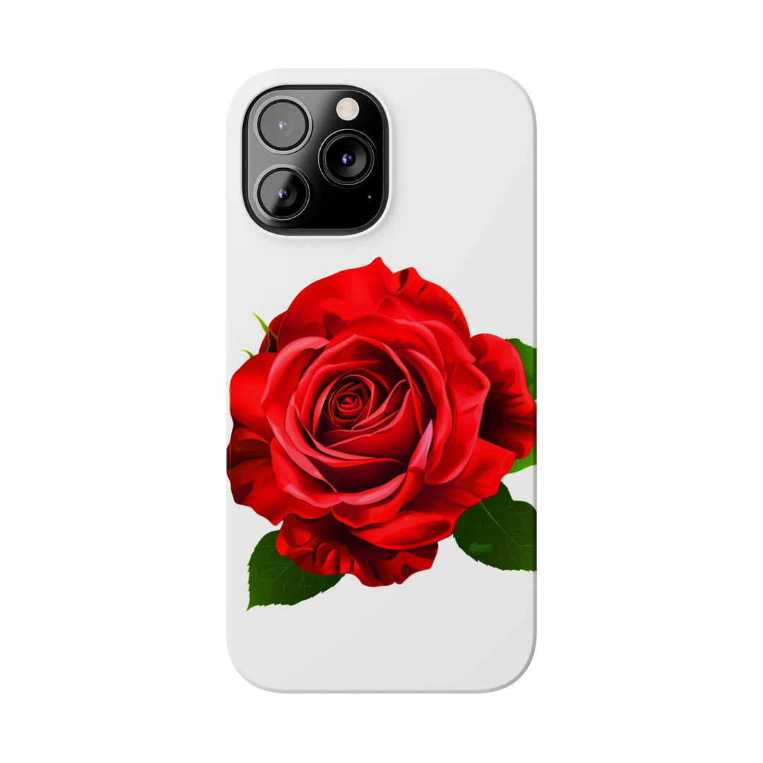 Slim Red Rose Flowers Gift for Her Cute Phone Cases for Iphone 16 Pro Max | iPhone 15 Case | iPhone 15 Pro Max Case, Iphone 14, Iphone 14 Pro Max, Iphone 13 12 11 8 7 - Studio40ParkLane