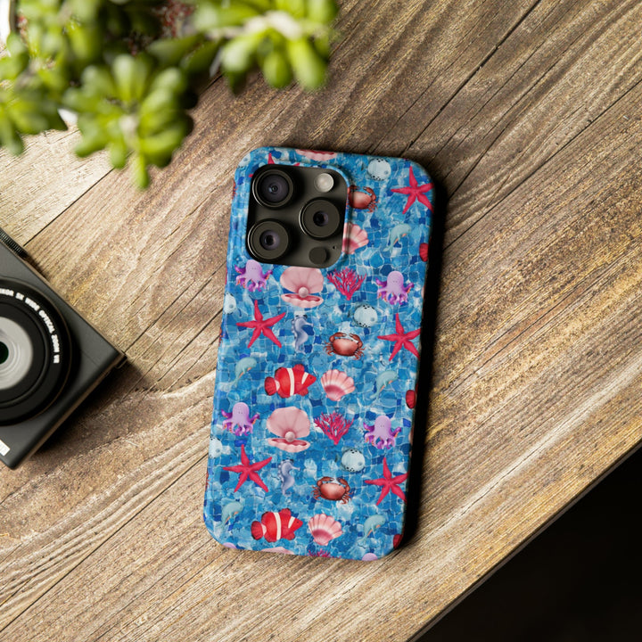 Slim Cute Phone Cases for Iphone - | iPhone 15 Case | iPhone 15 Pro Max Case, Iphone 14 Case, Iphone 14 Pro Max, Iphone 13, Blue Red Under Sea - Studio40ParkLane