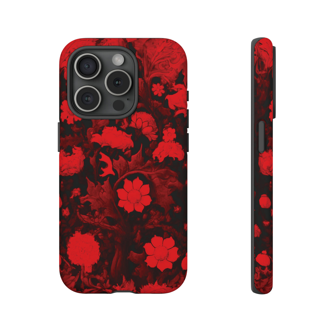 Cool Phone Case | Red Flowers, For iPhone 15 Case | iPhone 15 Pro Case, Iphone 14 Case, Iphone 14 Pro Max Case, Protective Iphone Case