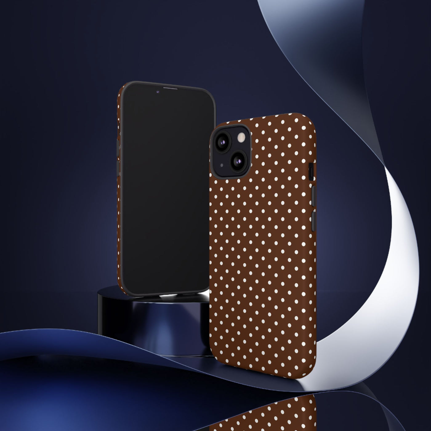 Aesthetic Tough Mocha Brown Polka Dots Premium Phone Case - For iPhone 17 Pro Max iPhone 16 Pro iPhone 15 Iphone 14 Plus 13 Pro 12 11 10 - Studio40ParkLane