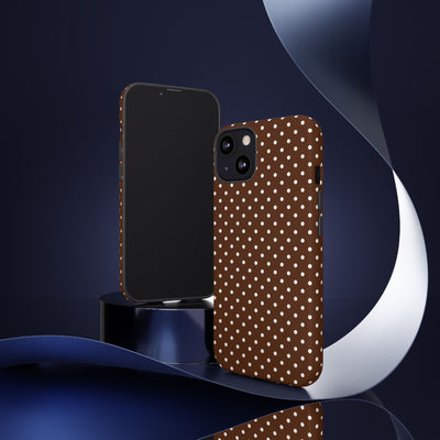 Aesthetic Tough Mocha Brown Polka Dots Premium Phone Case - For iPhone 17 Pro Max iPhone 16 Pro iPhone 15 Iphone 14 Plus 13 Pro 12 11 10 - Studio40ParkLane