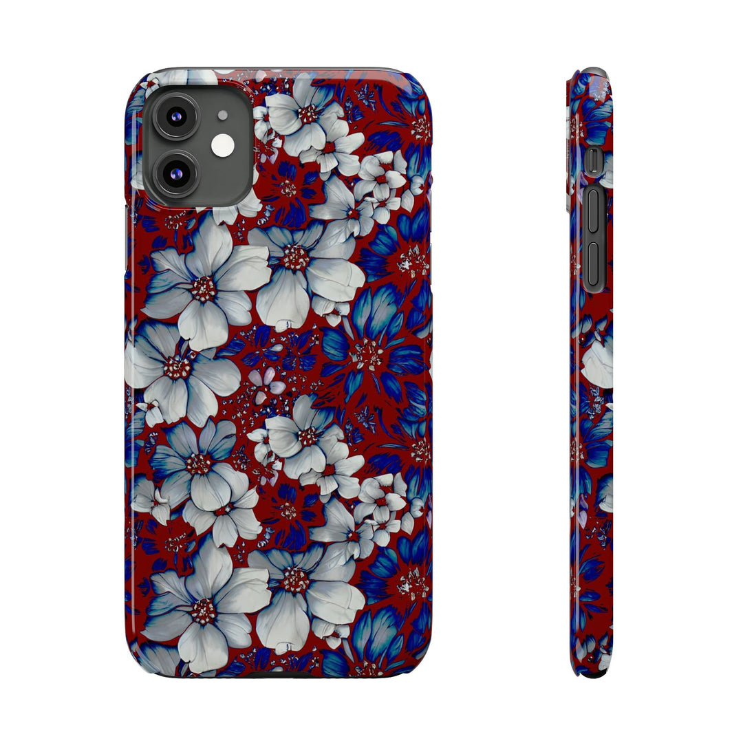 Slim Cute Phone Cases for Iphone - | iPhone 15 Case | iPhone 15 Pro Max Case, Iphone 14 Case, Iphone 14 Pro Max, Iphone 13, Red Blue Flowers - Studio40ParkLane