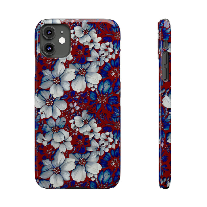 Slim Cute Phone Cases for Iphone - | iPhone 15 Case | iPhone 15 Pro Max Case, Iphone 14 Case, Iphone 14 Pro Max, Iphone 13, Red Blue Flowers - Studio40ParkLane