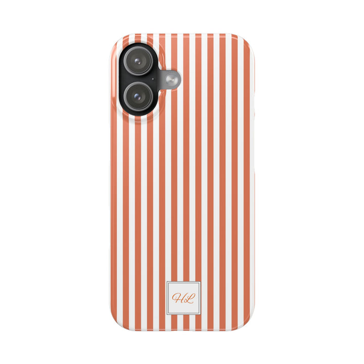 Slim Custom Personalized Winter Peach Striped Phone Case for Iphone 17 - | iPhone 16 Pro Max Case | iPhone 15 Case Iphone 14 13 12 11 10 9 8 - Studio40ParkLane