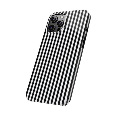 Slim Black White Striped Cute Phone Case for Iphone 16 - | iPhone 15 Pro Max Case | iPhone 14 Case Iphone 13 12 11 10 9 8 7 Gift for Her - Studio40ParkLane
