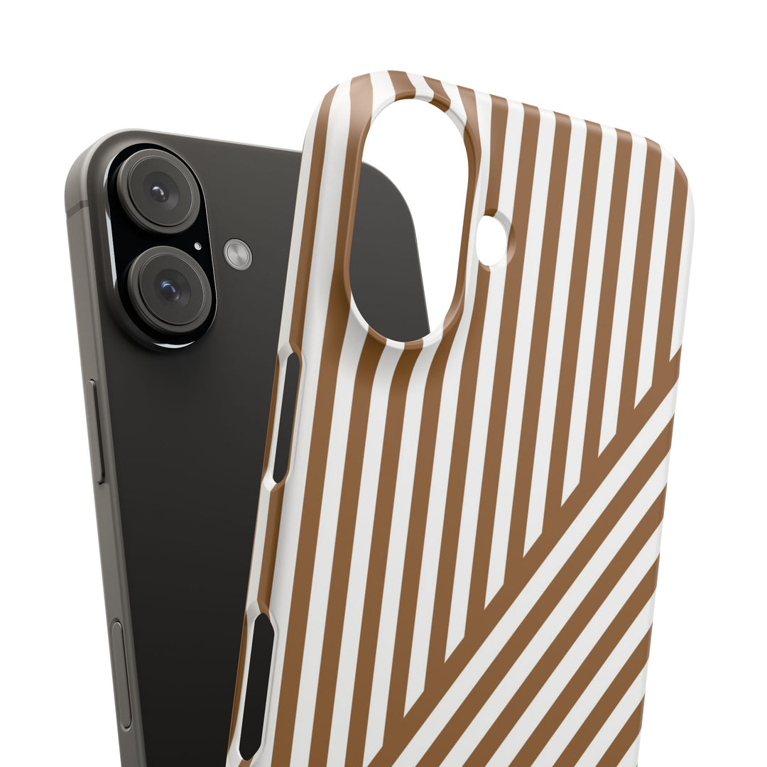 Aesthetic Mocha Brown Stripes Cute Phone Case Sleek Snap - For iPhone 17 Pro Max iPhone 16 Pro iPhone 15 Iphone 14 Plus 13 Pro 12 11 10 Gift - Studio40ParkLane